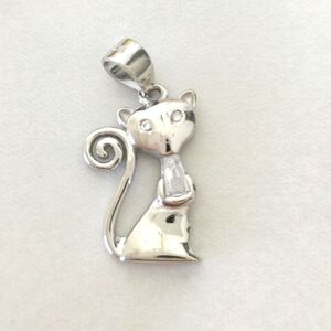 Cat sterling silver cz pendant for necklace 🆕